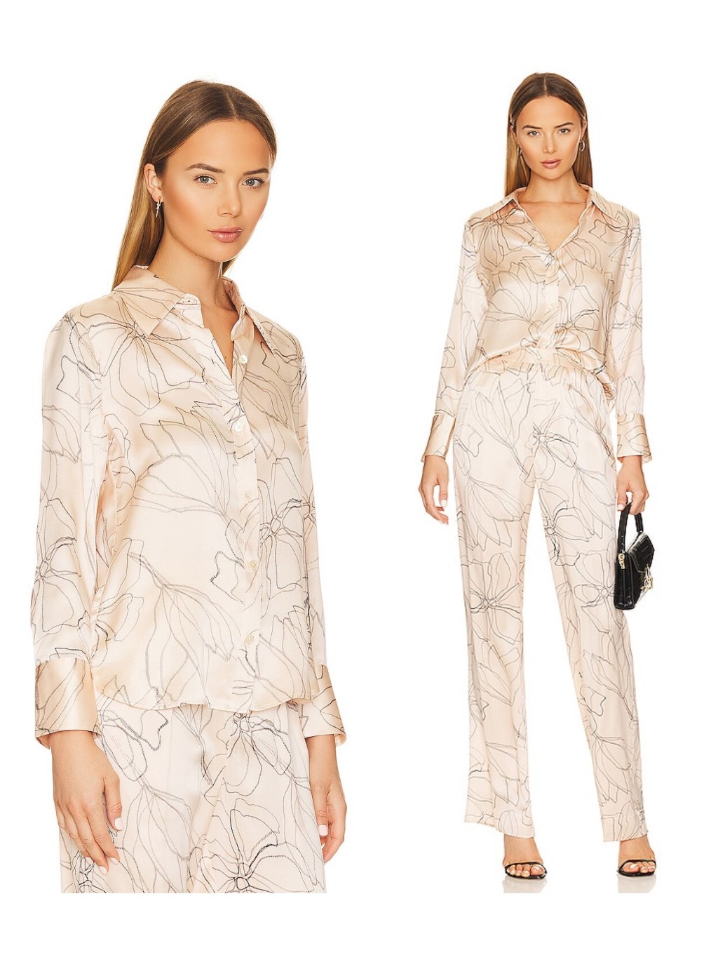 Equipment Leona Silk Shirt Button Up Floral Print Size Medium Rose Gold